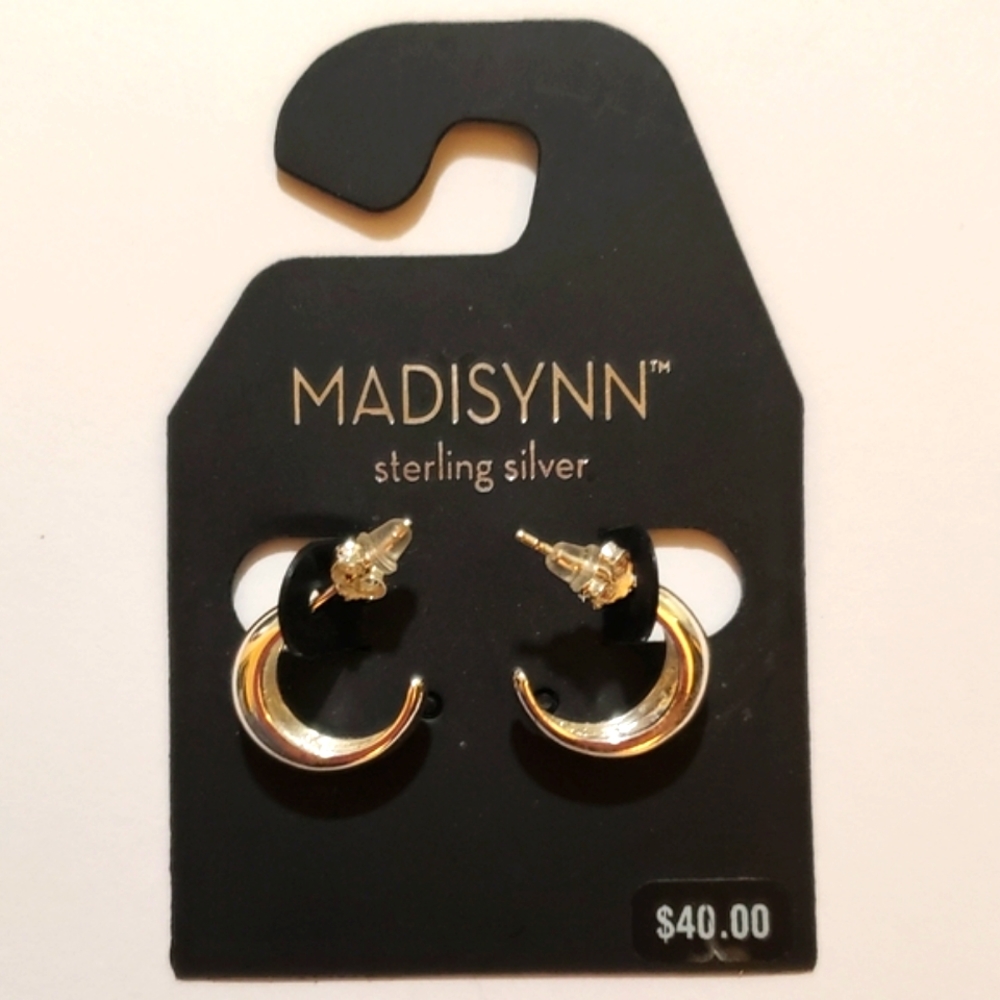 Madisynn Genuine Sterling Silver Hanging Clasp Earrings NEW WITH TAGS NWT